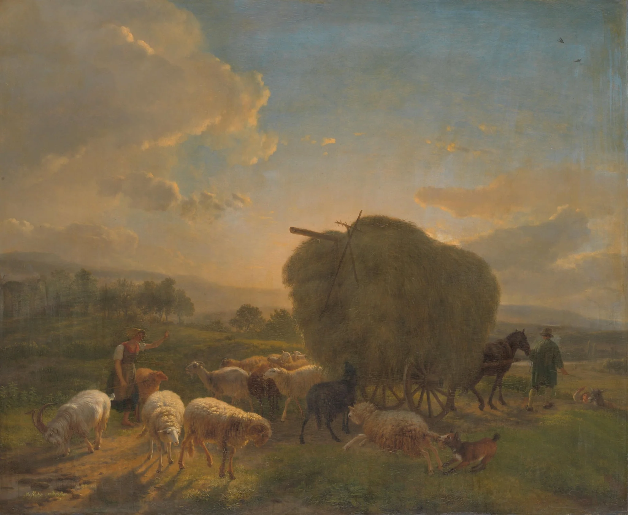Landscape with Sheep and a Hay Wagon, detail