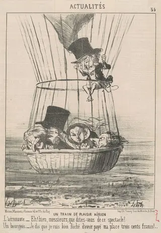 Un train de plaisir aérien, by Honoré Daumier, ink, 1852
