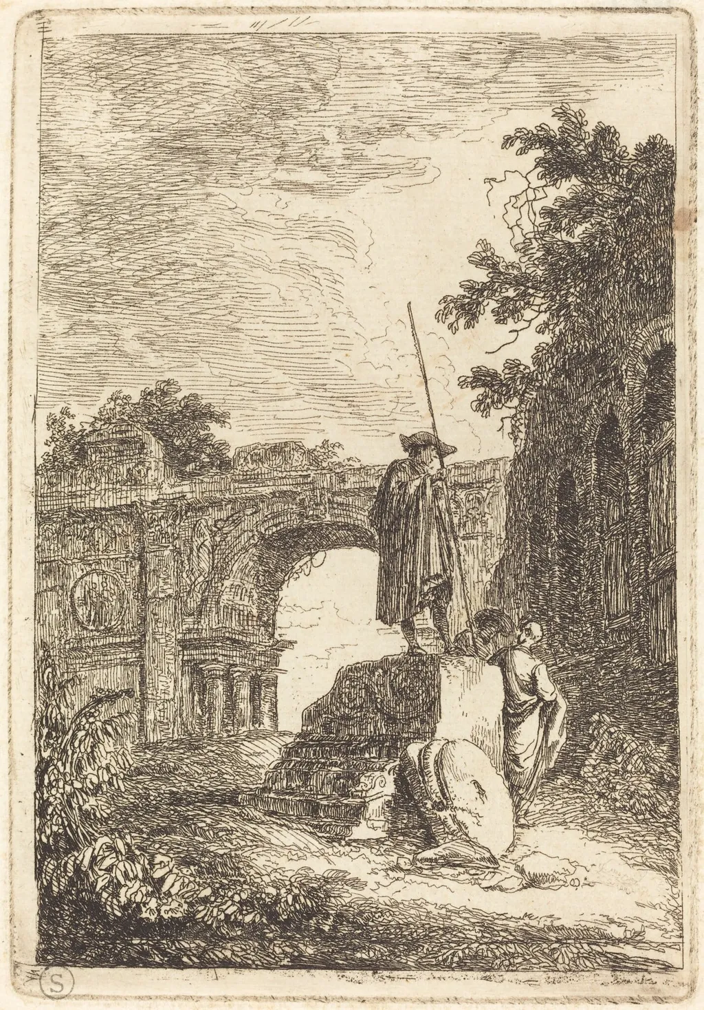The Triumphal Arch, by Hubert Robert, ink, 1764