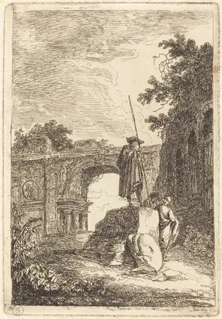 The Triumphal Arch, by Hubert Robert, ink, 1764