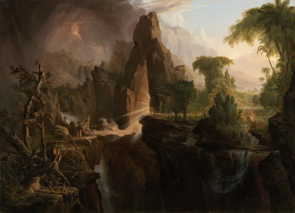 Expulsion from the Garden of Eden, by Thomas Cole, oil, 1828