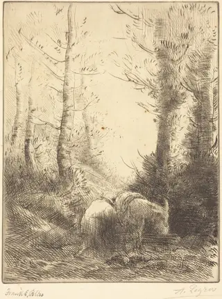 Farmer and His Donkey (Le fermier et son ane), by Alphonse Legros, ink, 1874