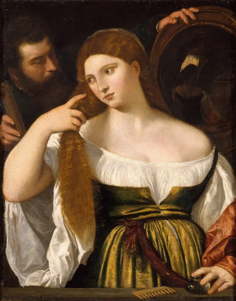 Girl Before the Mirror, by Titian, oil, 1515