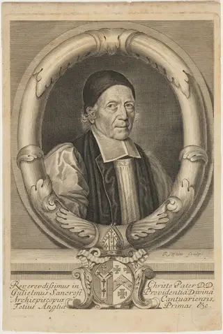 William Sancroft, Archbishop of Canterbury, by Robert White, ink, 1684