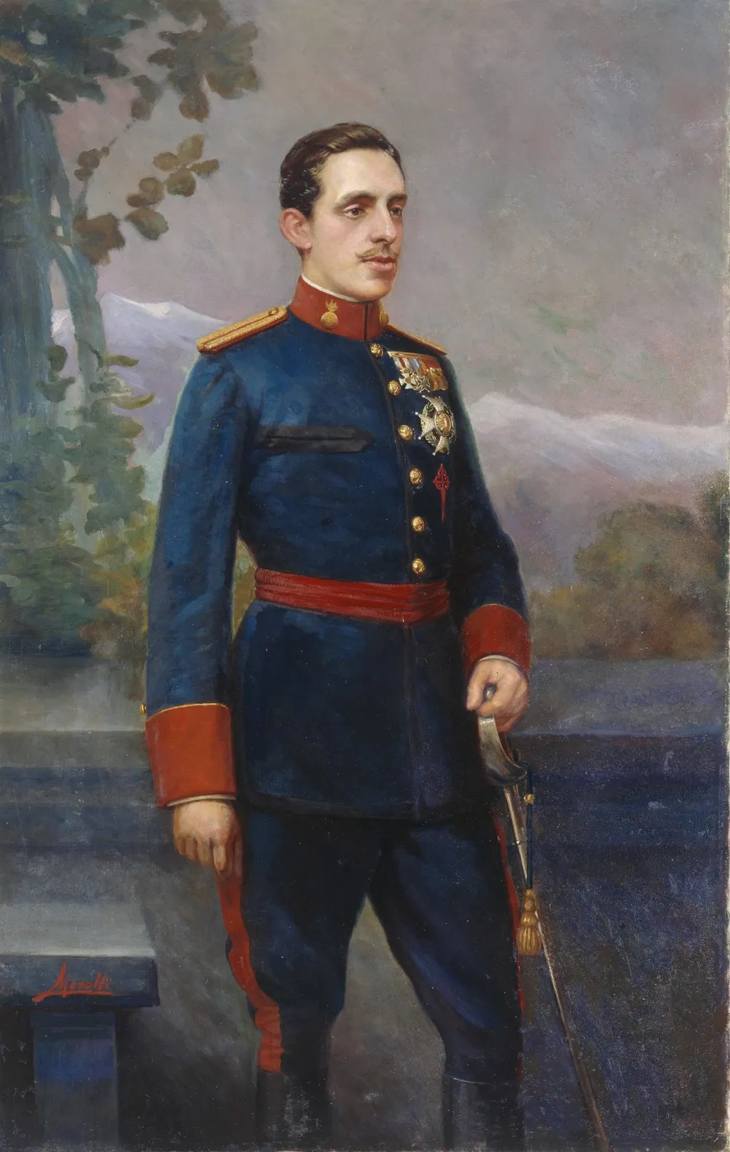 Alfonso XIII con uniforme de capitán general de Artillería, by Víctor Morelli Sánchez-Gil, oil, 1910