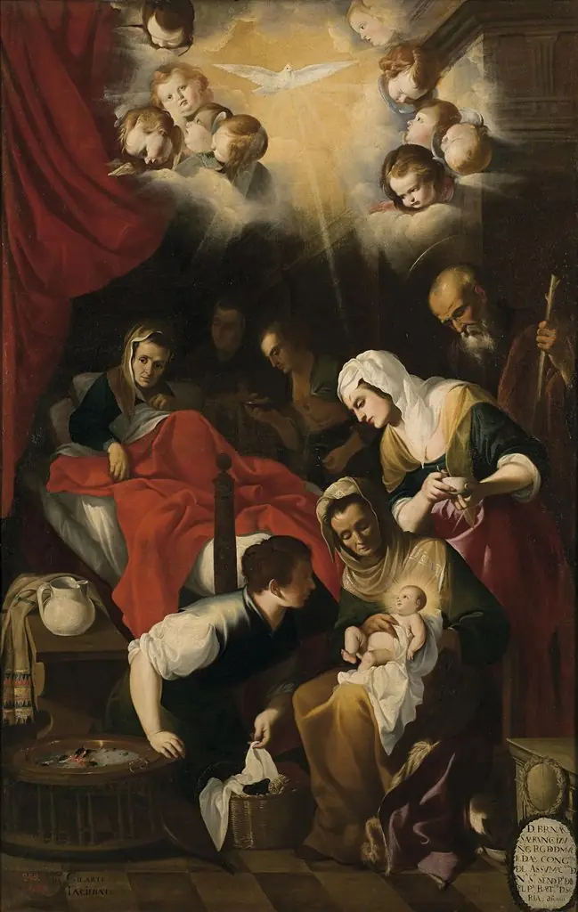 The Birth of the Virgin, by Mateo Gilarte, oil, 1651