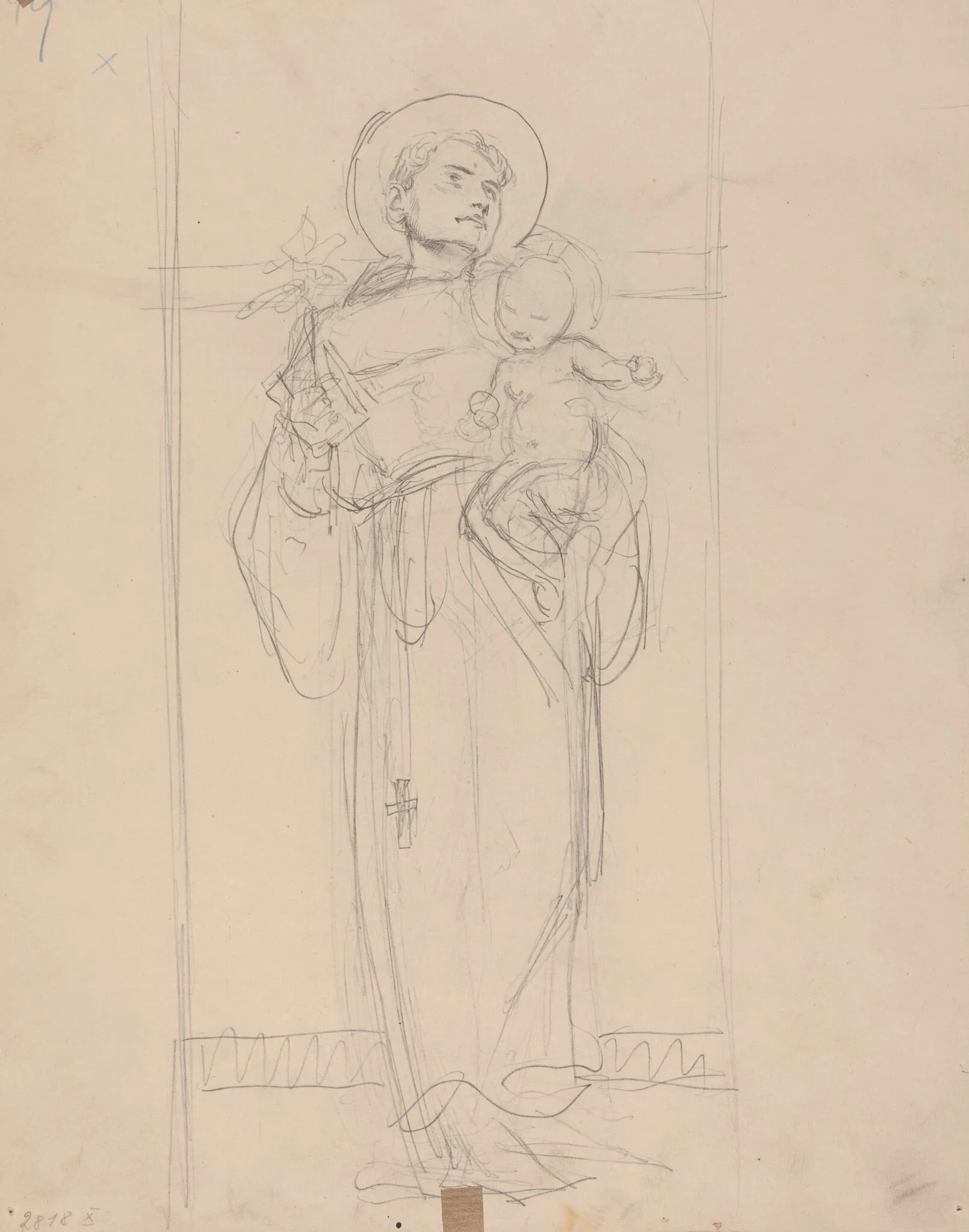 Standing Saint holding the Christ Child, detail