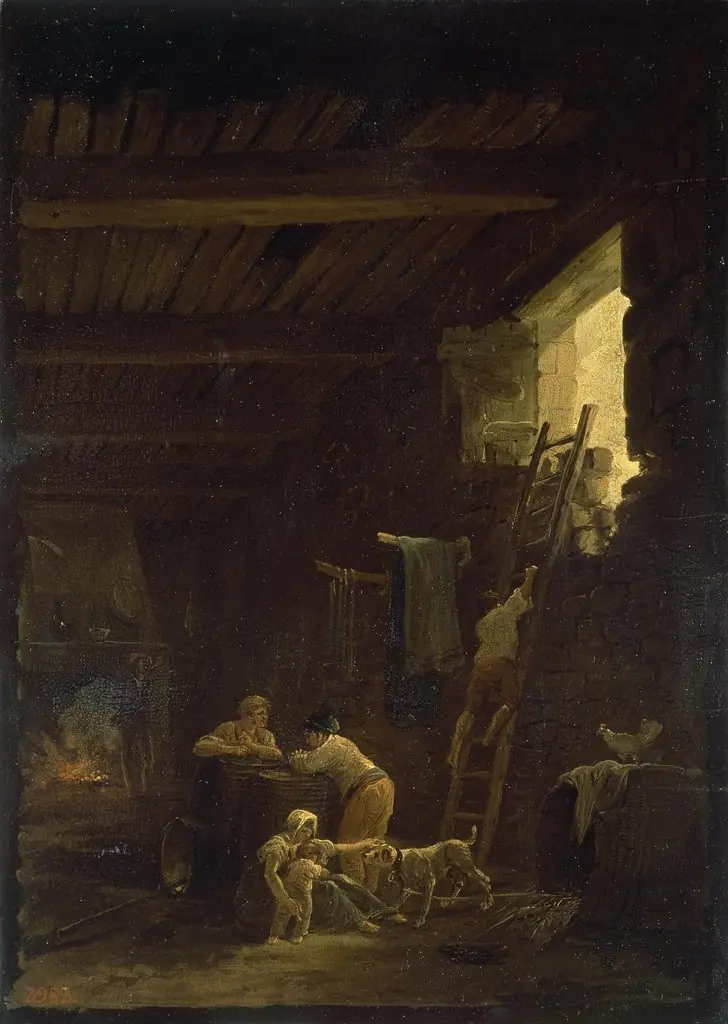 Peasant Dwelling-Place, by Hubert Robert, oil, 1770