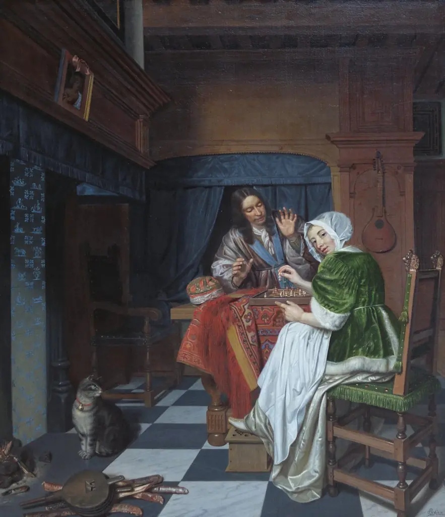 The Chess Players, by Cornelis de Man, oil, 1670