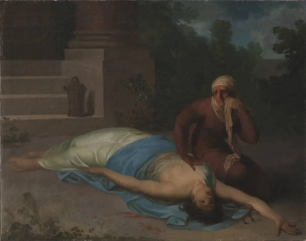 The Dying Messalina and her Mother, by Nicolai Abildgaard, oil, 1799