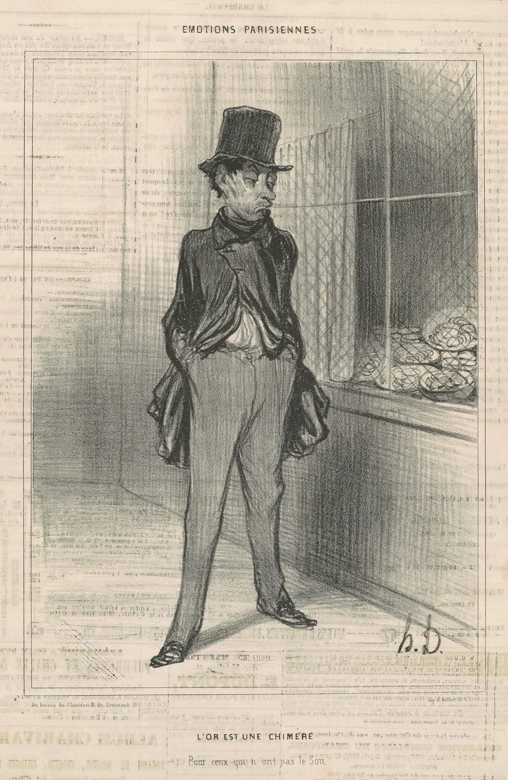L'or est une chimère, by Honoré Daumier, ink, 1839