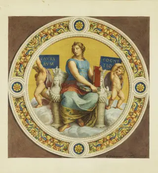Copy after Raphael’s ceiling fresco representing ‘Philosophy’ in the Stanza della Segnatura (Vatican Palace, Rome,1509-11), 1864, by Cesari Mariannecci, watercolor, 1864