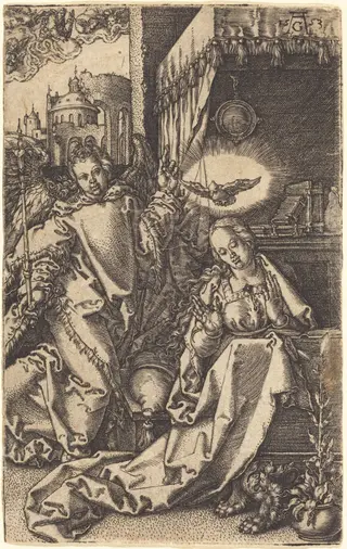 The Annunciation, by Heinrich Aldegrever, ink, 1553