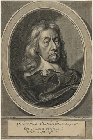 Sir William Sanderson, by William Faithorne, ink, 1658