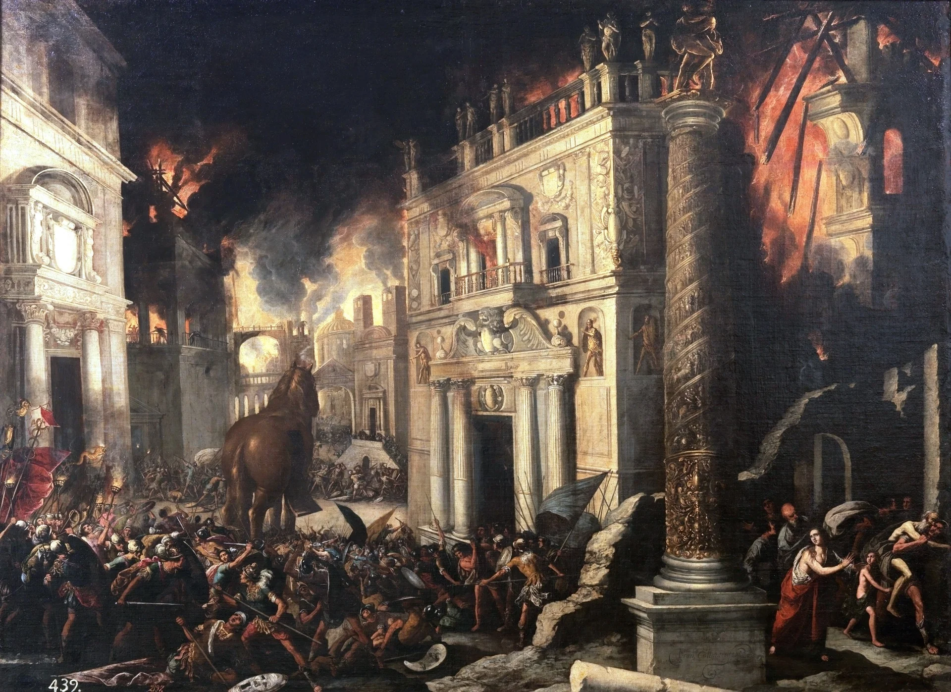 El incendio de Troya, detail