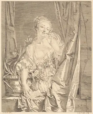 Le baiser envoyé, by Augustin de Saint-Aubin, ink, 1771