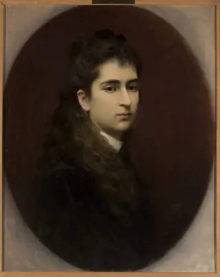 Portrait of a girl with loose hair, by Leopold Horovitz, oil, 1890