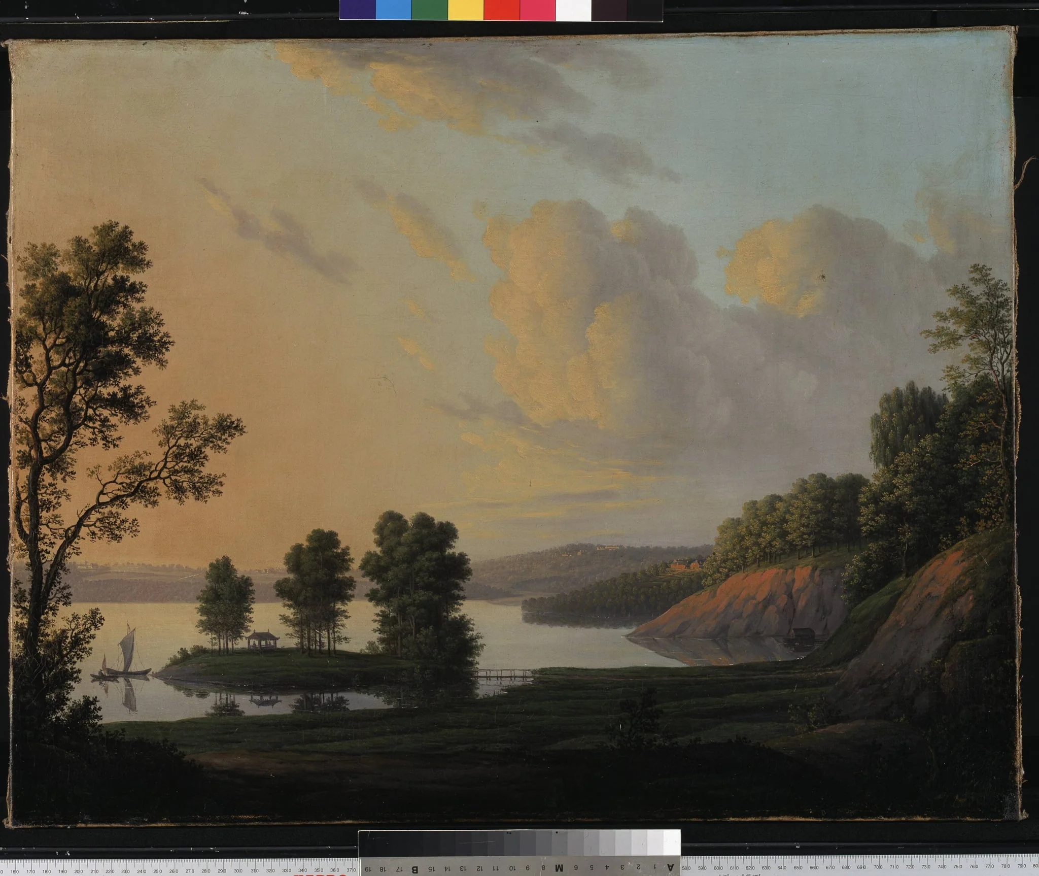 View of the Manor of Dronninggaard across Lake Fure, North Zealand., detail