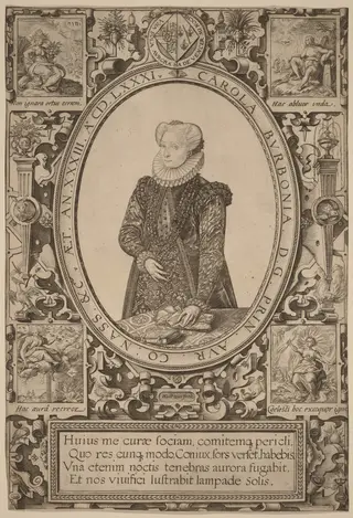 Charlotte of Bourbon, by Hendrick Goltzius, ink, 1581