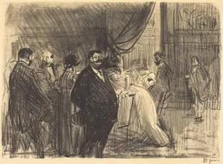 Salle de jeu (Gambling Room), by Jean-Louis Forain, ink, 1914