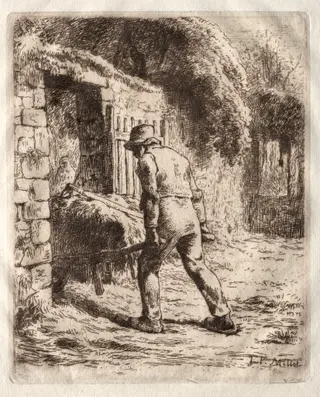 Peasant with a Wheelbarrow, by Jean François Millet, 1855