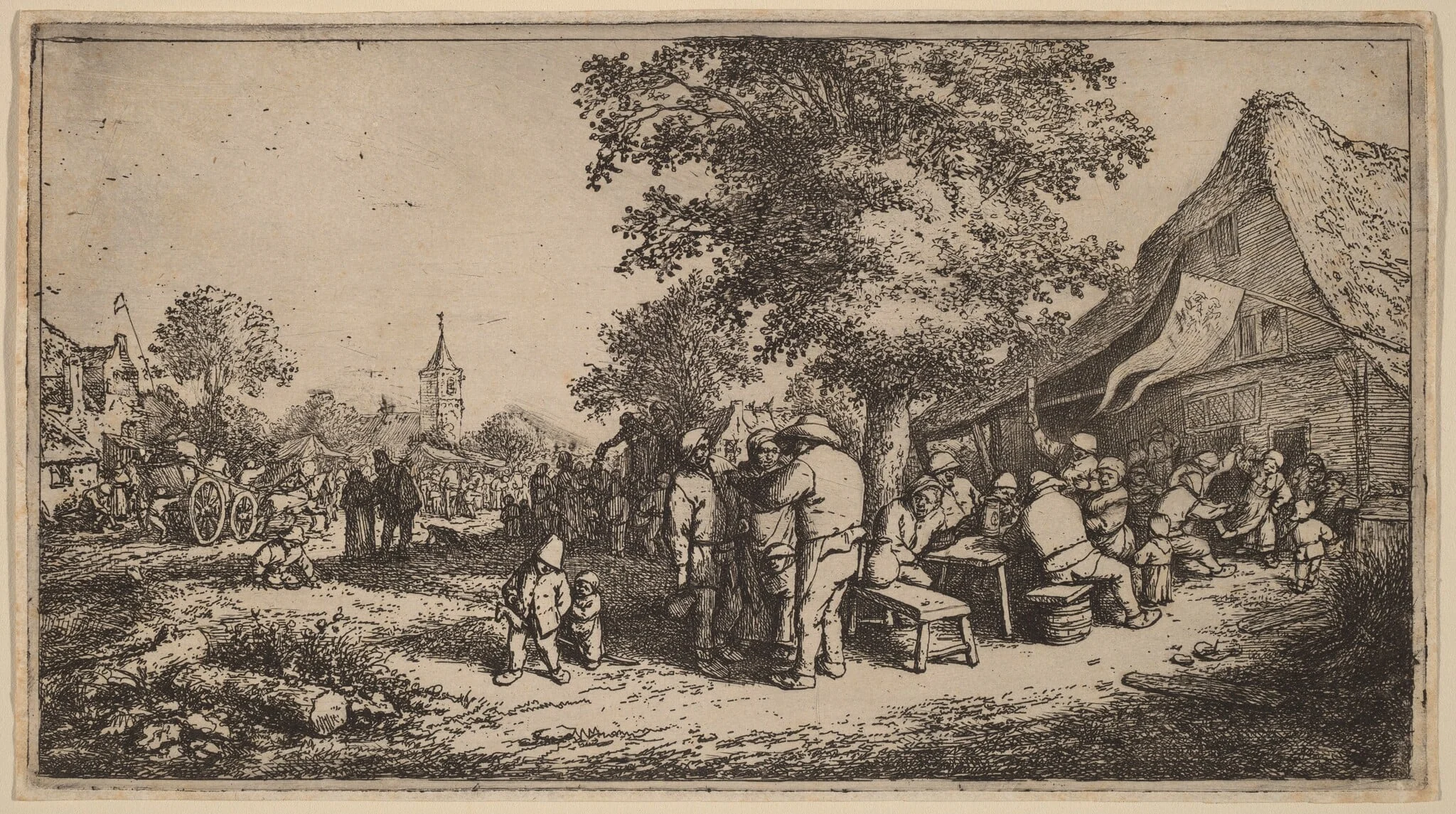 Village Kermesse with Drinkers Under a Tree, detail