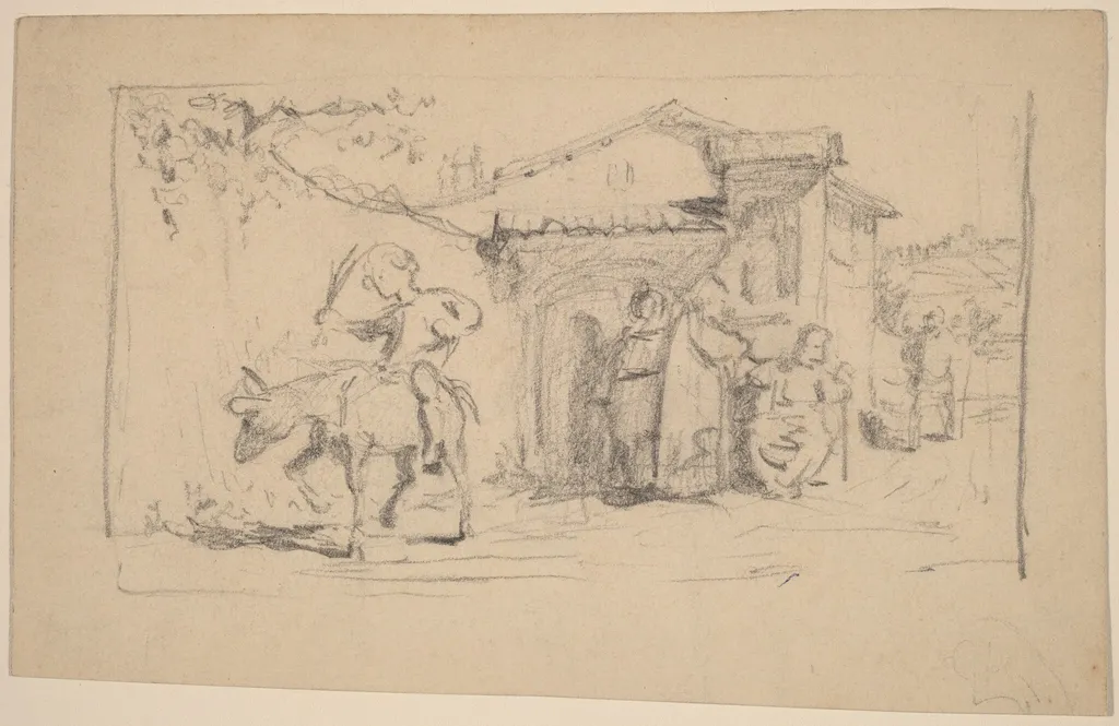 Son and Donkey, by Elihu Vedder, graphite, 1859