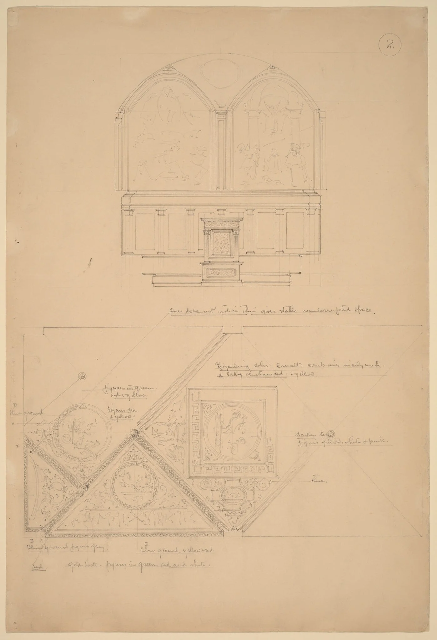 Study of an Altarpiece and Ceiling Panels, detail