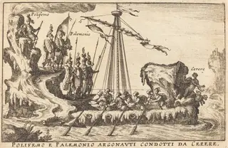 Polifemo e Palemonio Argonauti condotti da Cerere, by Balthasar Moncornet, ink, 1634