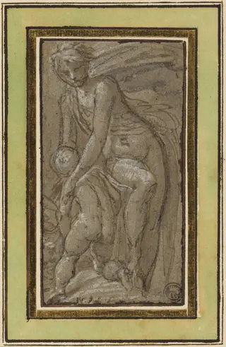 Nude with Putto, by Zanguidi, called Bertoia, Jacopo, ink, 1559