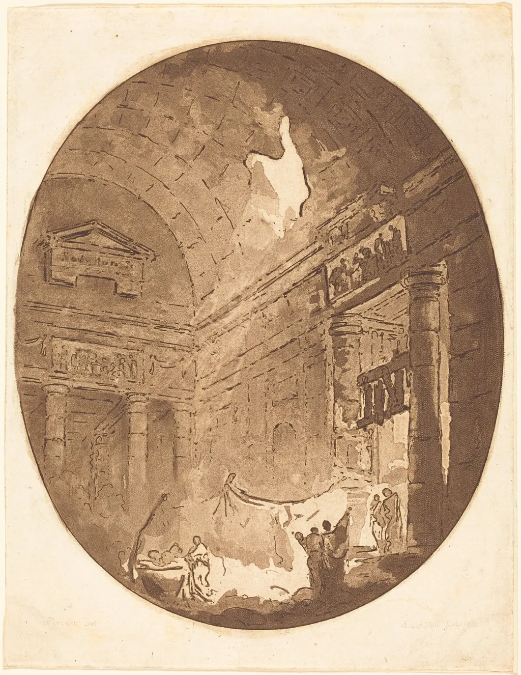 Interior of a Roman Villa, by Jean-Claude-Richard, Abbé de Saint-Non, ink, 1765