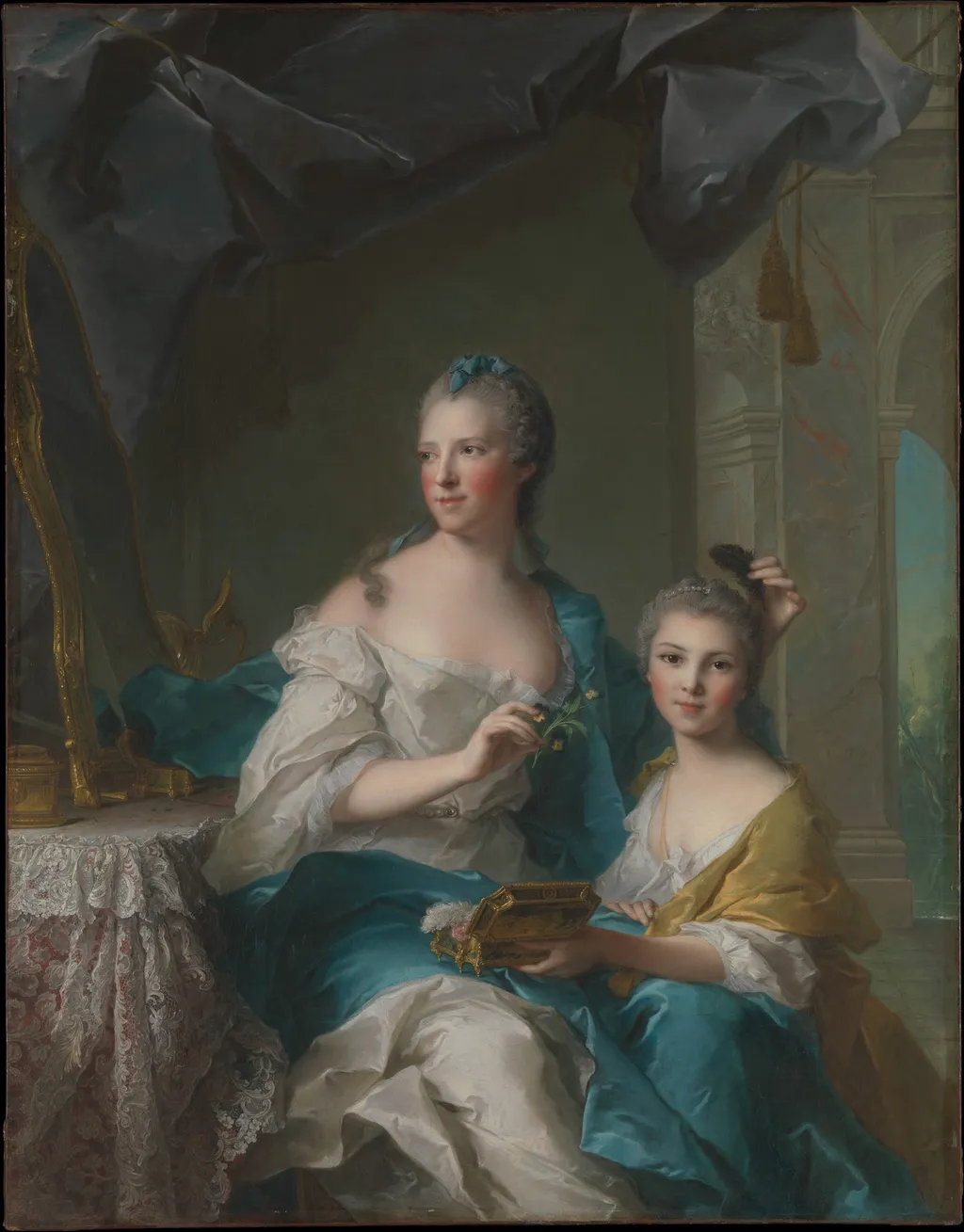 Madame Marsollier and Her Daughter, by Jean-Marc Nattier, oil, 1749