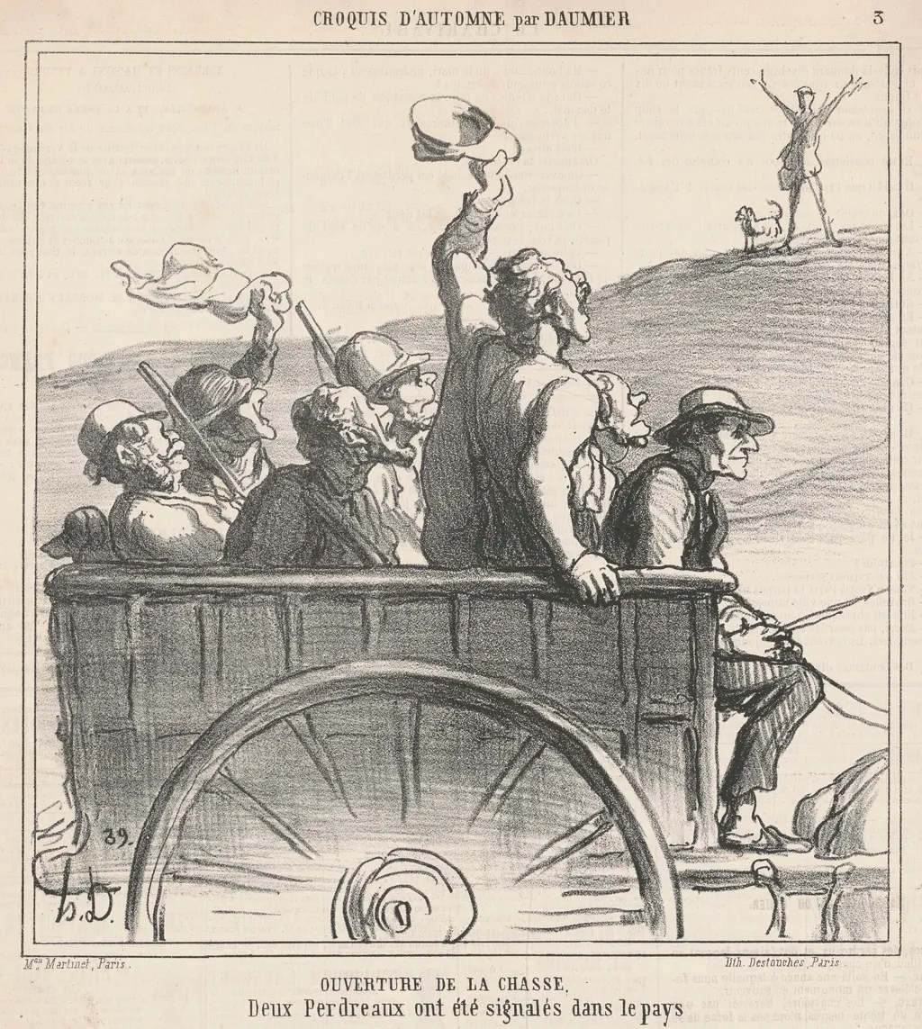 Ouverture de la chasse, by Honoré Daumier, ink, 1865
