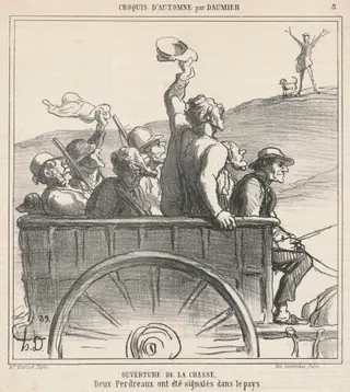 Ouverture de la chasse, by Honoré Daumier, ink, 1865