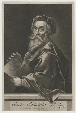 Hendrik Goltzius, Pictor et Sculptor, by Gerard Edelinck, ink, 1617