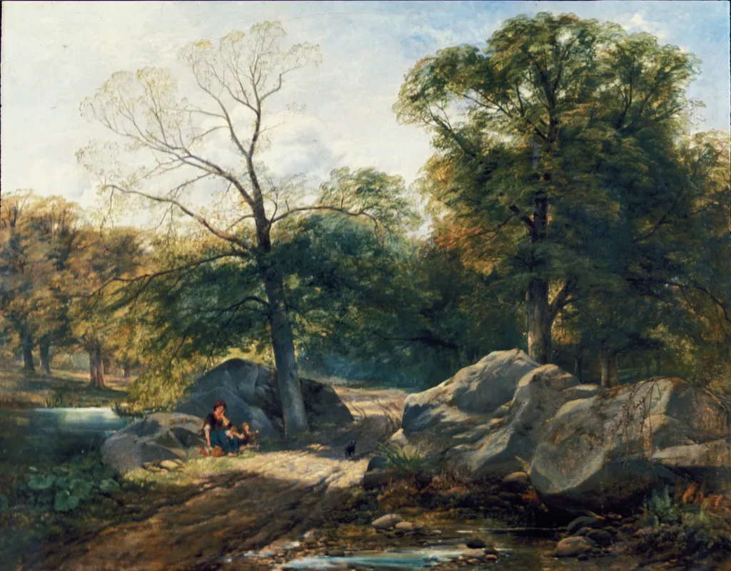 Rest by the Way, by Thomas Creswick, oil, 1850