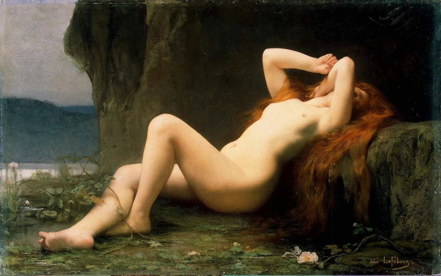 Mary Magdalene in a Grotto, detail