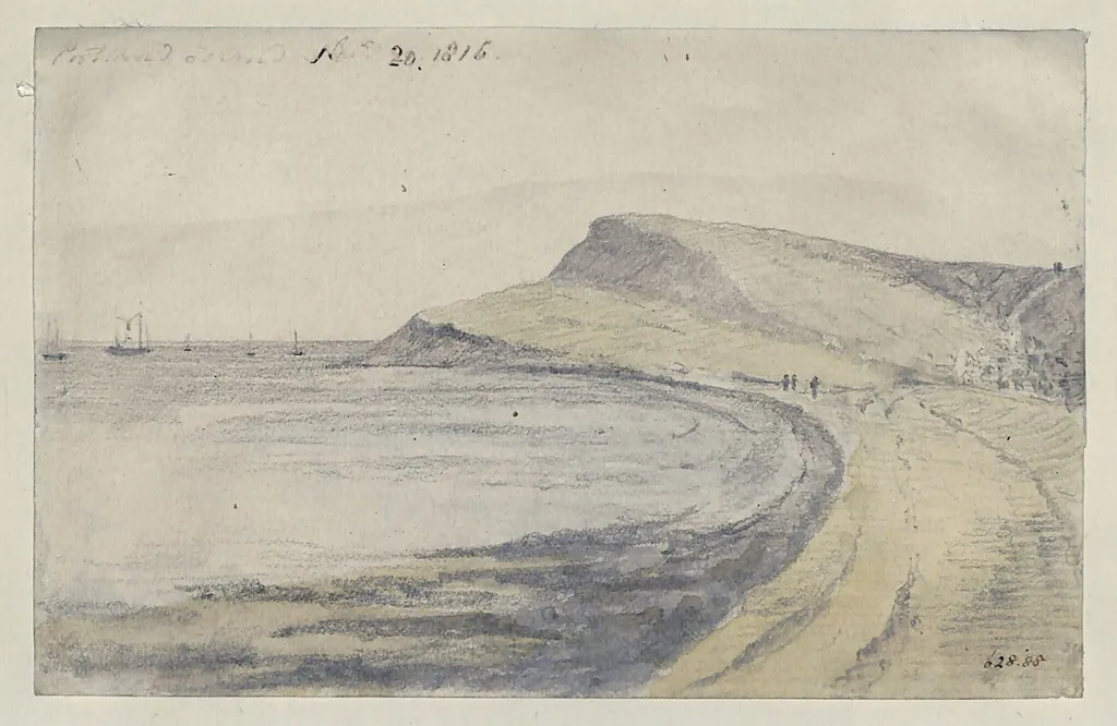 Portland Island from Chesil Bank, by John Constable, watercolor, 1816