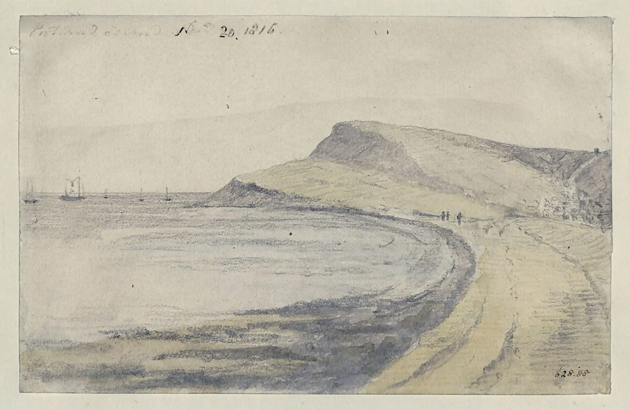 Portland Island from Chesil Bank, detail