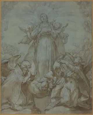 The Virgin in Glory, by Abraham Bloemaert, ink, 1608