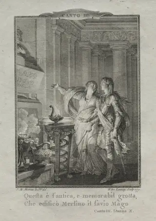 In the Grotto of Merlin, the Magician, by Nicolas Delaunay, 1771