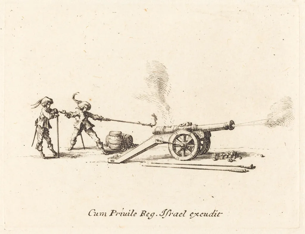 Firing the Cannon, by Jacques Callot, ink, 1634
