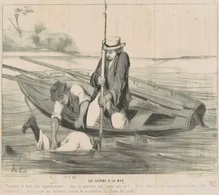 Un homme a la mer, by Honoré Daumier, ink, 1843