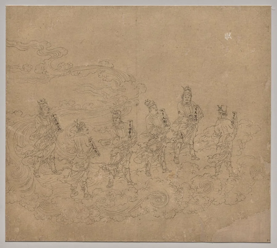 Album of Daoist and Buddhist Themes: Procession of Daoist Deities: Leaf 24, detail