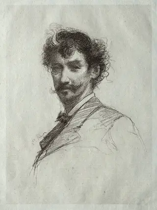 James McNeill Whistler with White Lock and Monocle, by Paul Rajon, 1880