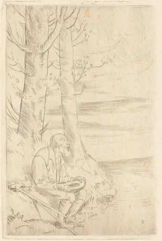 Blind Beggar (Le mendiant aveugle), by Alphonse Legros, ink, 1874