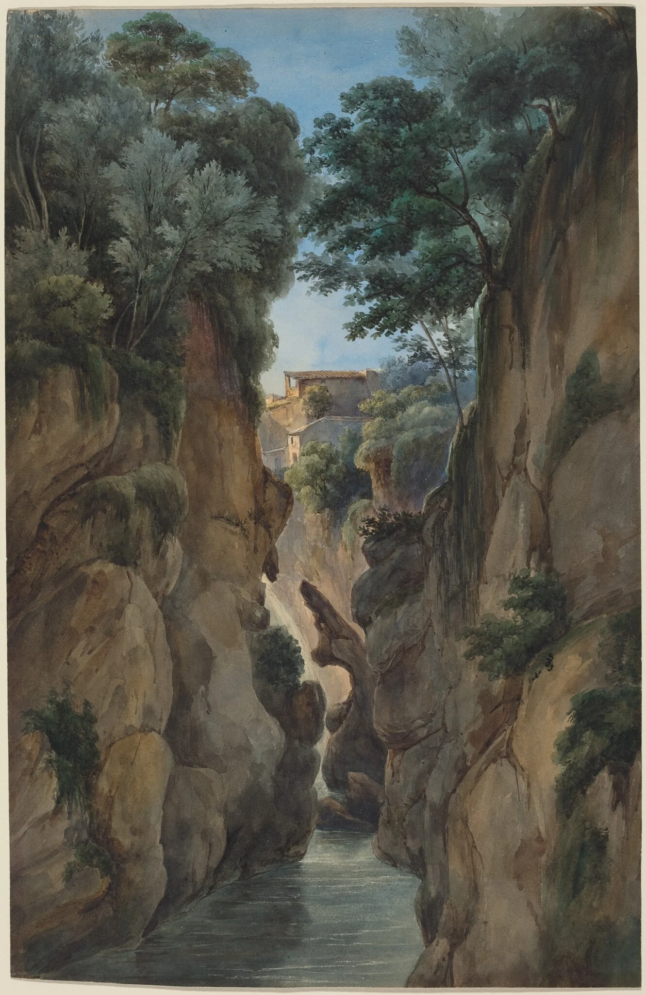 View of a Waterfall through a Ravine, detail