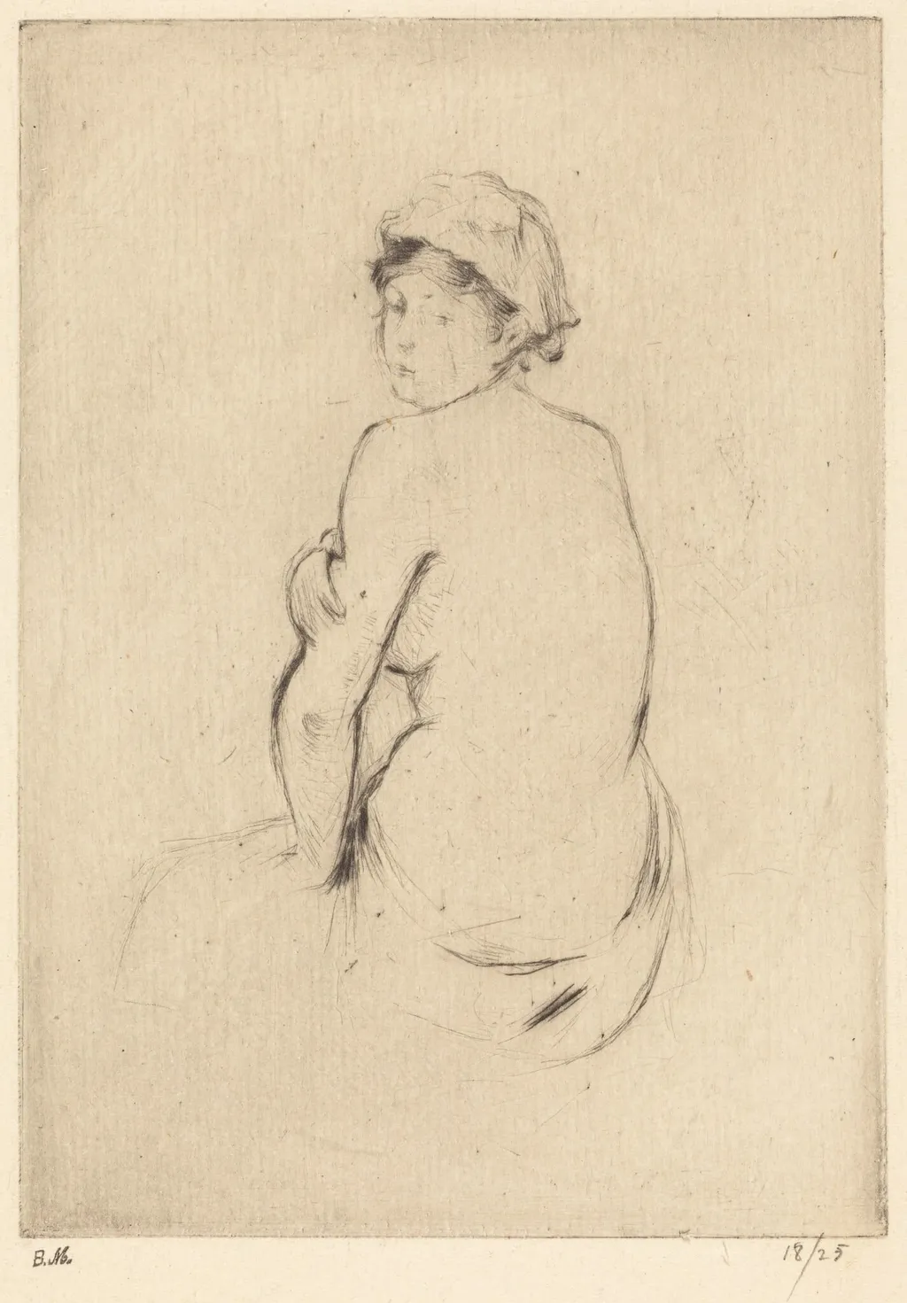 Nude, by Berthe Morisot, ink, 1889
