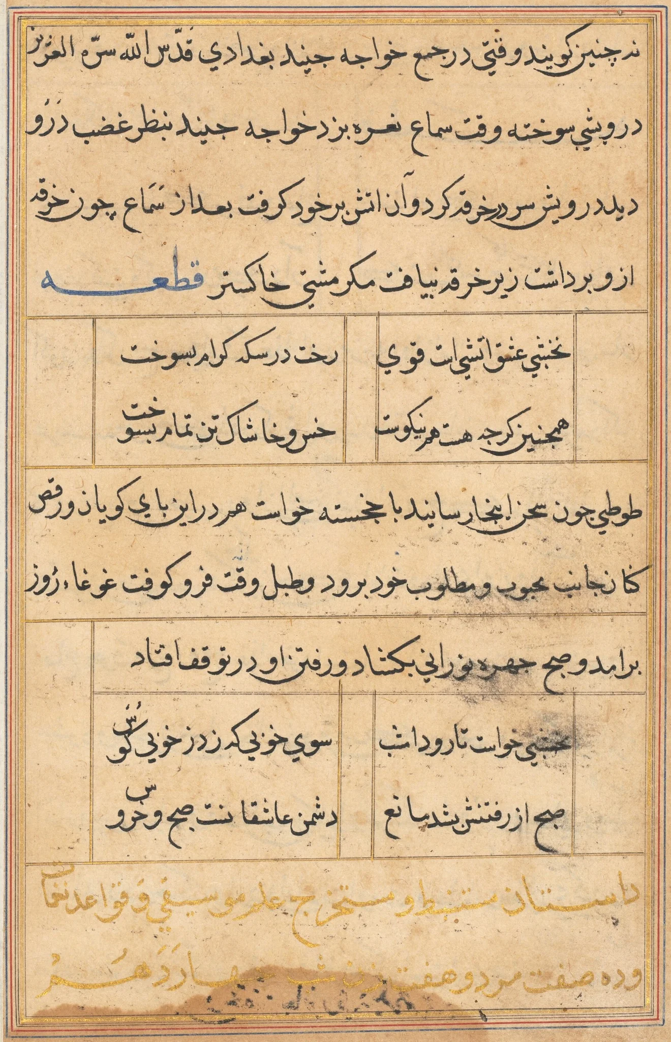 Page from Tales of a Parrot (Tuti-nama): text page, detail