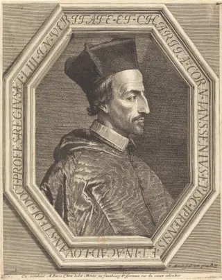 Corneille Jansenius, Bishop of Ypres, by Jean Morin, ink, 1625